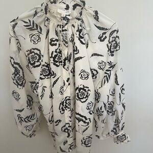 Floral Black and White Blouse